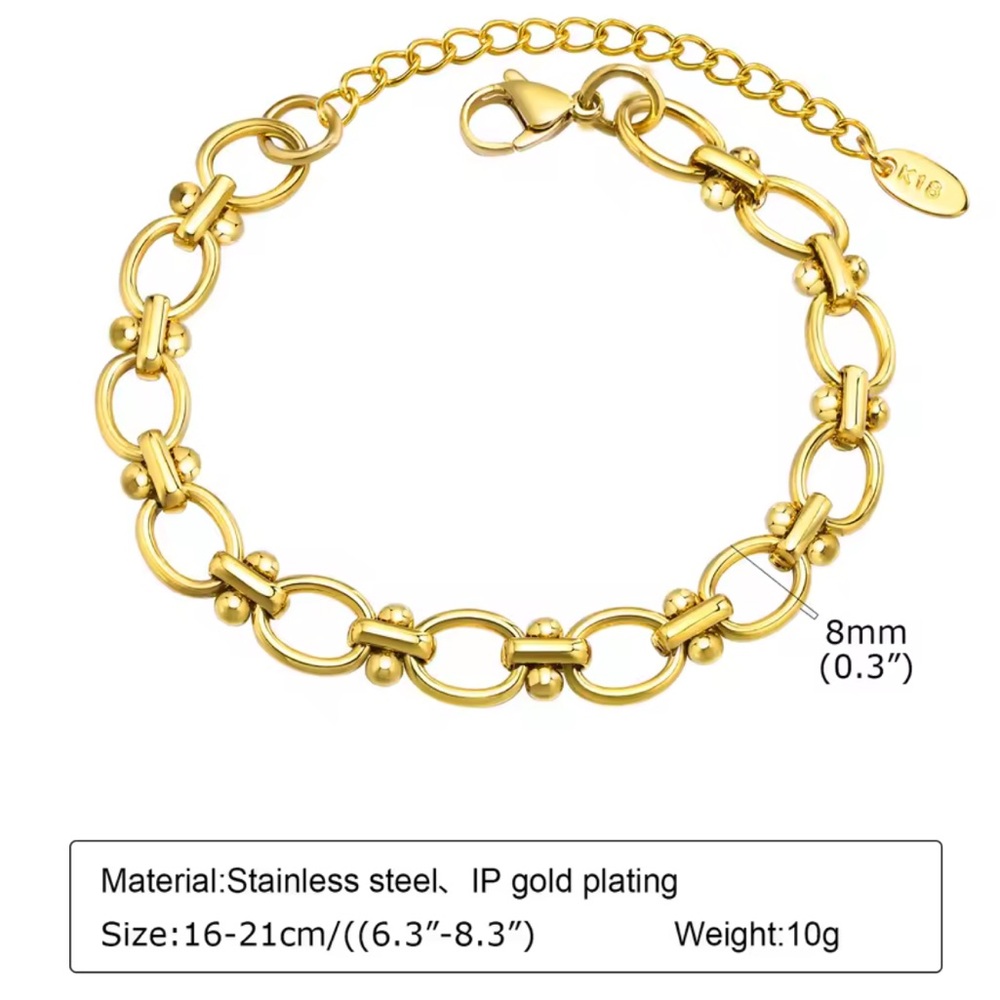 18k Gold Plated Chain Link Classy Bracelet Brand New - Picture 3 of 3